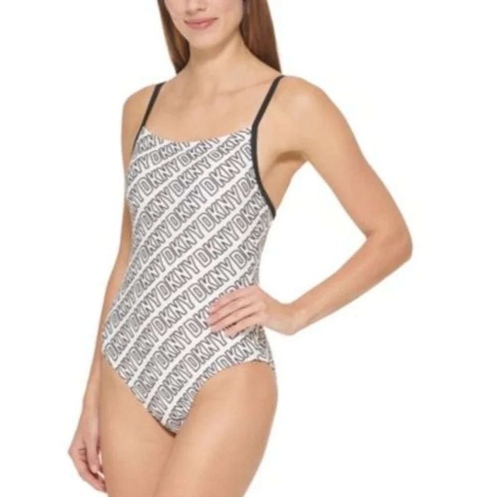 Dkny Women's Logo-Print One-Piece Swimsuit Size M  18231 - Picture 2 of 4